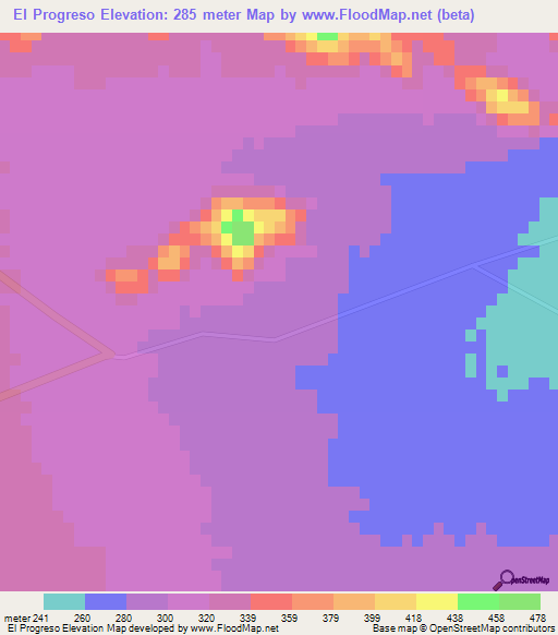 El Progreso,Mexico Elevation Map