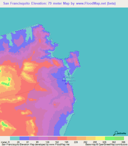 San Francisquito,Mexico Elevation Map