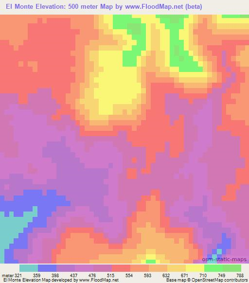 El Monte,Mexico Elevation Map