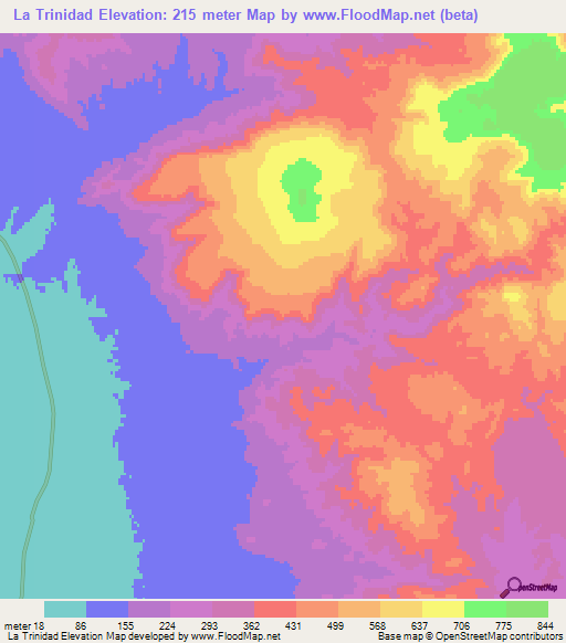 La Trinidad,Mexico Elevation Map