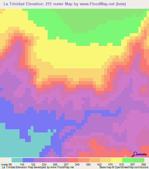 La Trinidad,Mexico Elevation Map