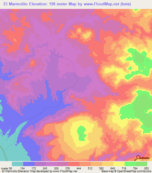 El Marmolito,Mexico Elevation Map