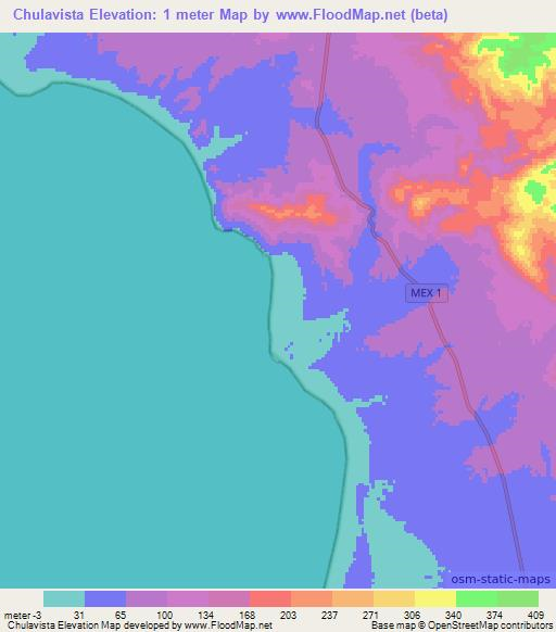 Chulavista,Mexico Elevation Map