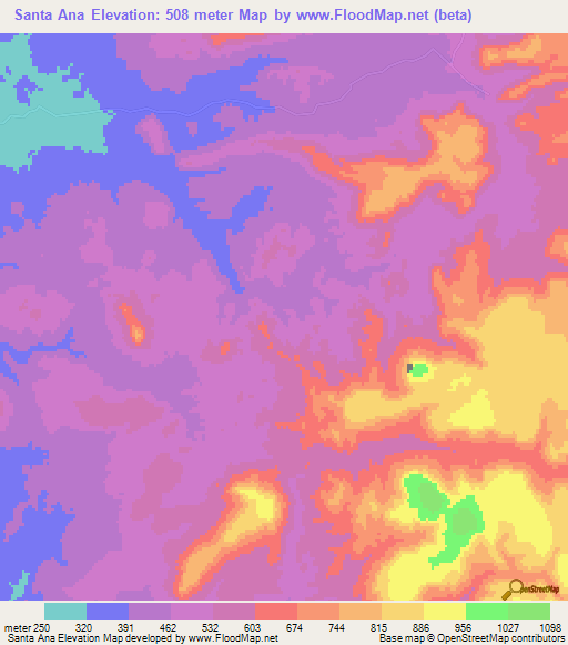 Santa Ana,Mexico Elevation Map