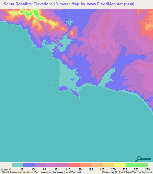 Santa Rosaliita,Mexico Elevation Map