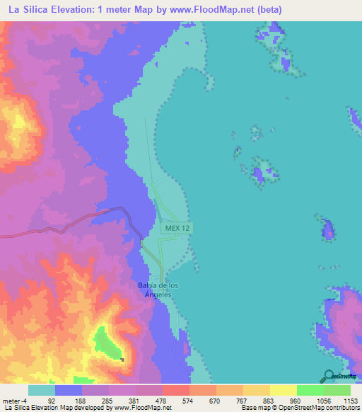 La Silica,Mexico Elevation Map