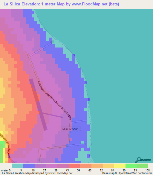 La Silica,Mexico Elevation Map