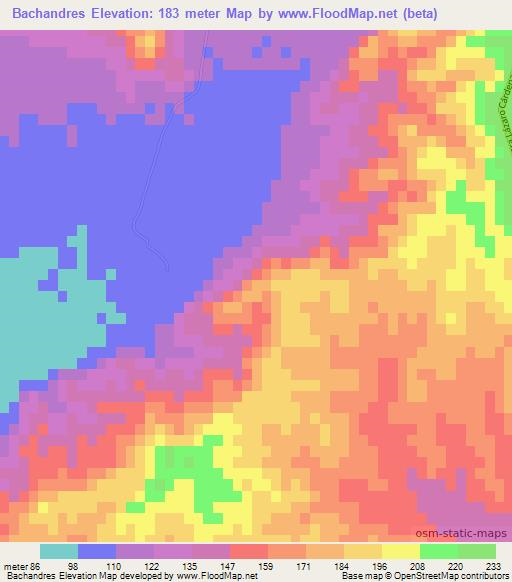 Bachandres,Mexico Elevation Map