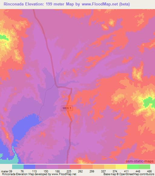 Rinconada,Mexico Elevation Map