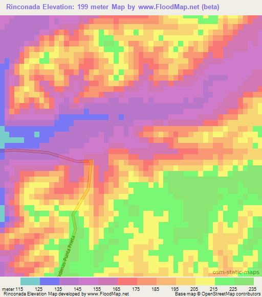 Rinconada,Mexico Elevation Map