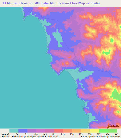 El Marron,Mexico Elevation Map