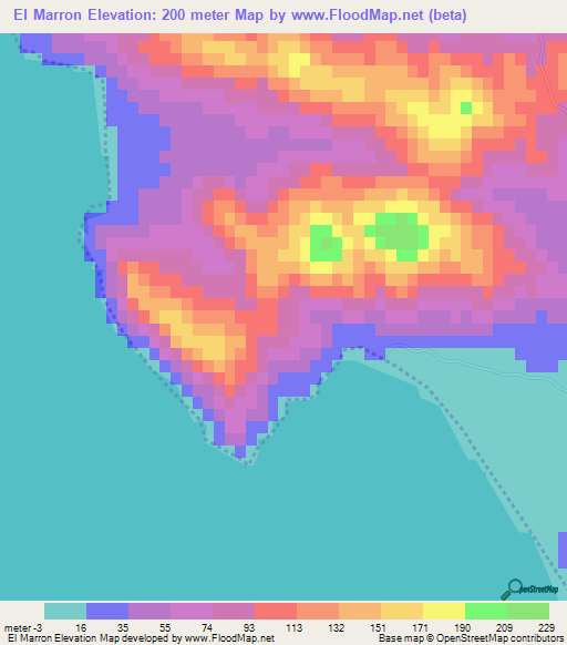 El Marron,Mexico Elevation Map