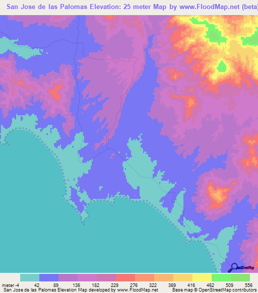 San Jose de las Palomas,Mexico Elevation Map