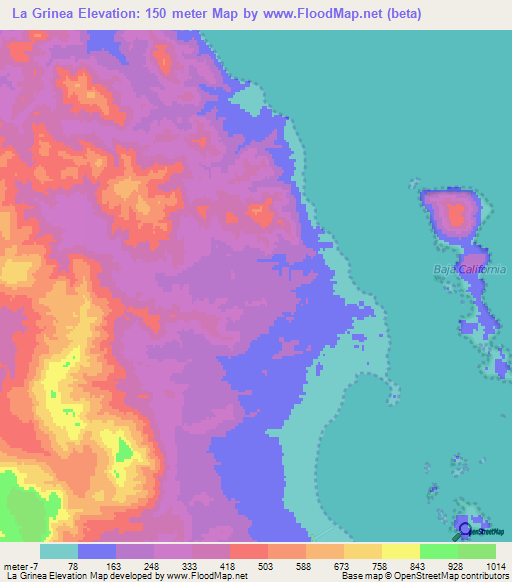 La Grinea,Mexico Elevation Map