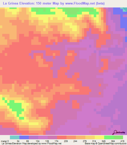 La Grinea,Mexico Elevation Map