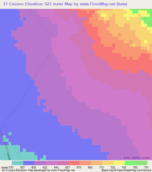 El Crucero,Mexico Elevation Map