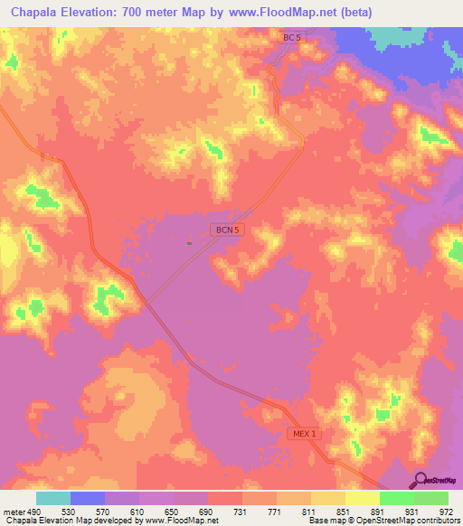 Chapala,Mexico Elevation Map