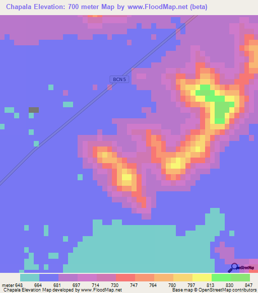 Chapala,Mexico Elevation Map