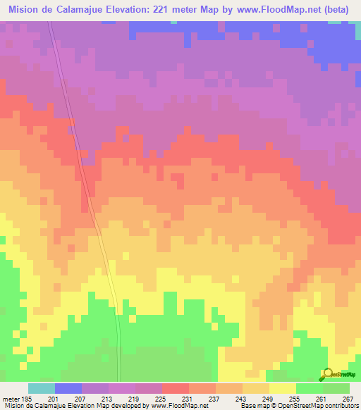 Mision de Calamajue,Mexico Elevation Map