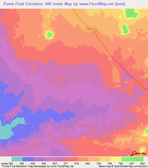 Punta Final,Mexico Elevation Map