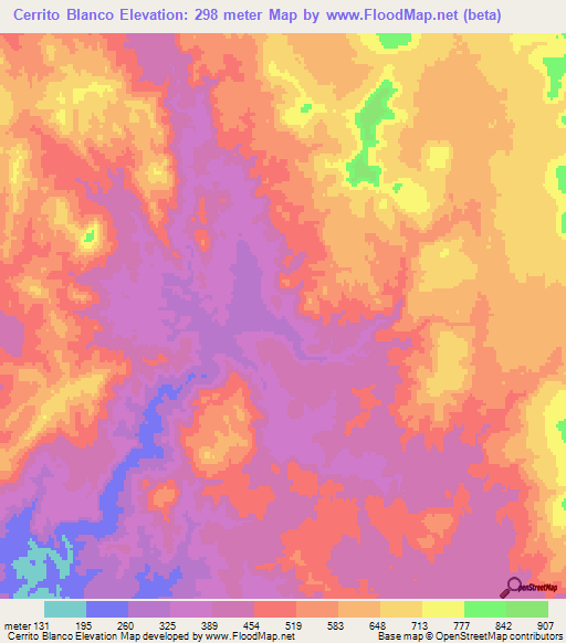 Cerrito Blanco,Mexico Elevation Map