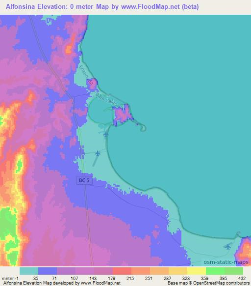 Alfonsina,Mexico Elevation Map