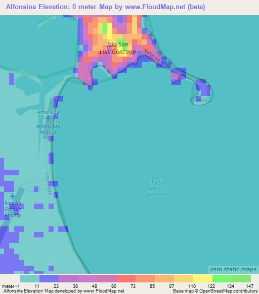 Alfonsina,Mexico Elevation Map