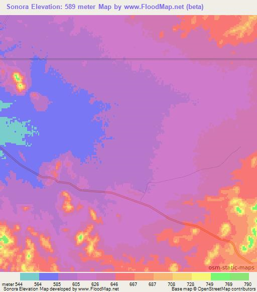 Sonora,Mexico Elevation Map