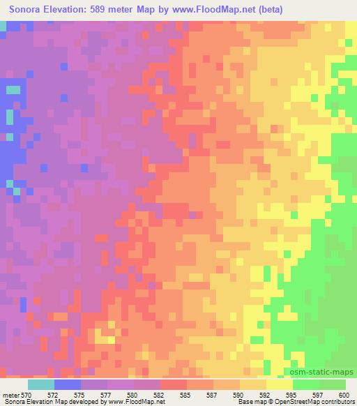 Sonora,Mexico Elevation Map