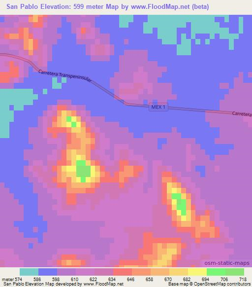 San Pablo,Mexico Elevation Map