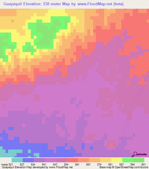 Guayaquil,Mexico Elevation Map