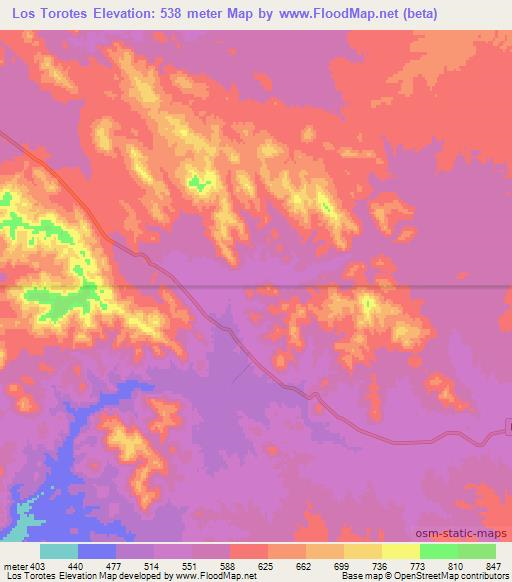 Los Torotes,Mexico Elevation Map