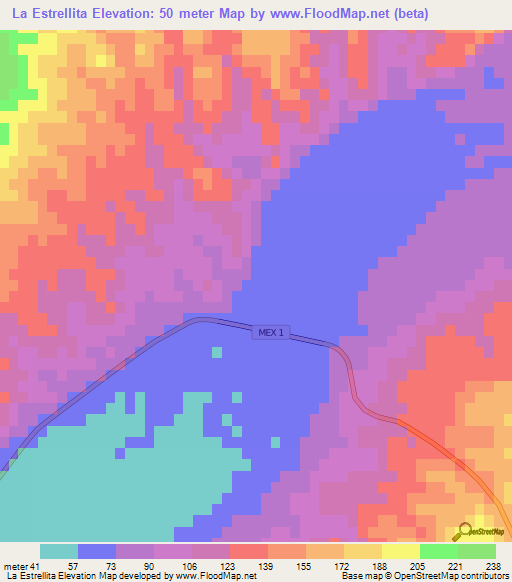 La Estrellita,Mexico Elevation Map