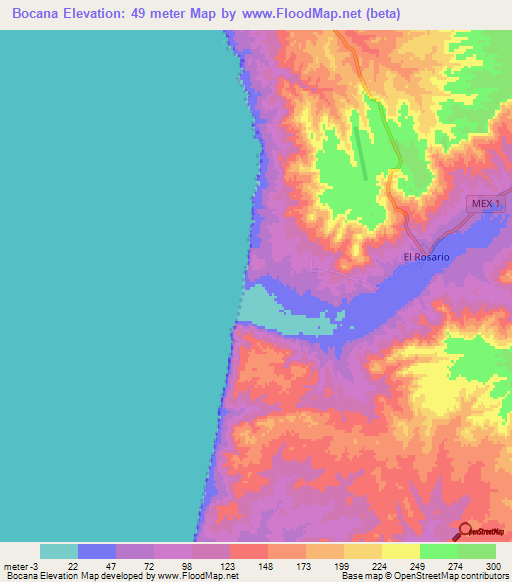 Bocana,Mexico Elevation Map