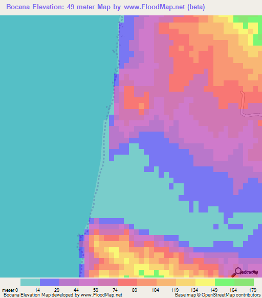 Bocana,Mexico Elevation Map