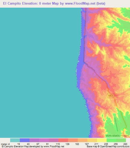 El Campito,Mexico Elevation Map