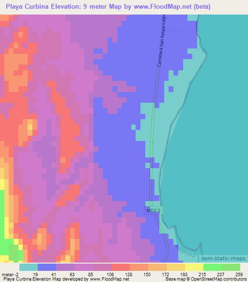 Playa Curbina,Mexico Elevation Map