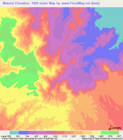 Matomi,Mexico Elevation Map