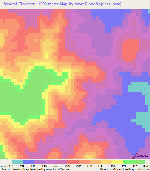 Matomi,Mexico Elevation Map