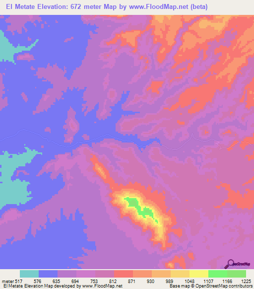 El Metate,Mexico Elevation Map