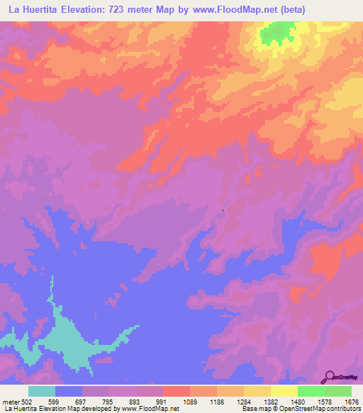 La Huertita,Mexico Elevation Map