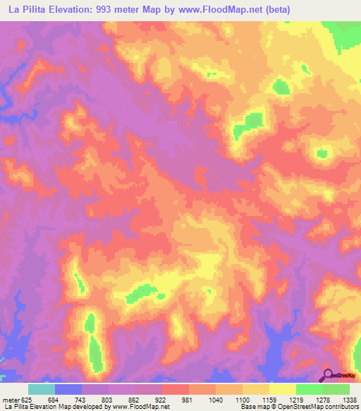 La Pilita,Mexico Elevation Map