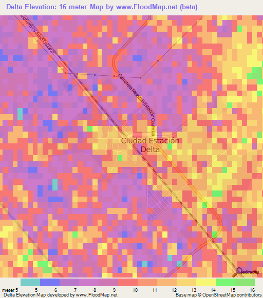 Delta,Mexico Elevation Map