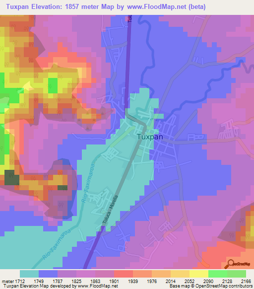 Tuxpan,Mexico Elevation Map