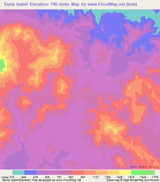 Santa Isabel,Mexico Elevation Map