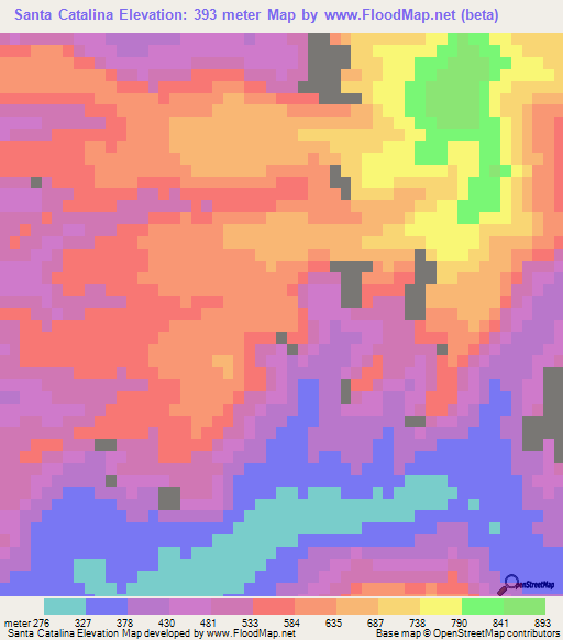 Santa Catalina,Mexico Elevation Map