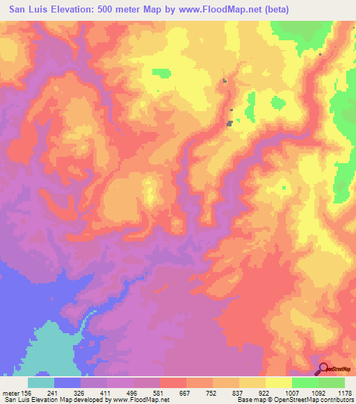 San Luis,Mexico Elevation Map