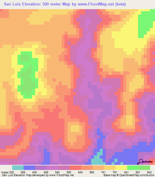 San Luis,Mexico Elevation Map