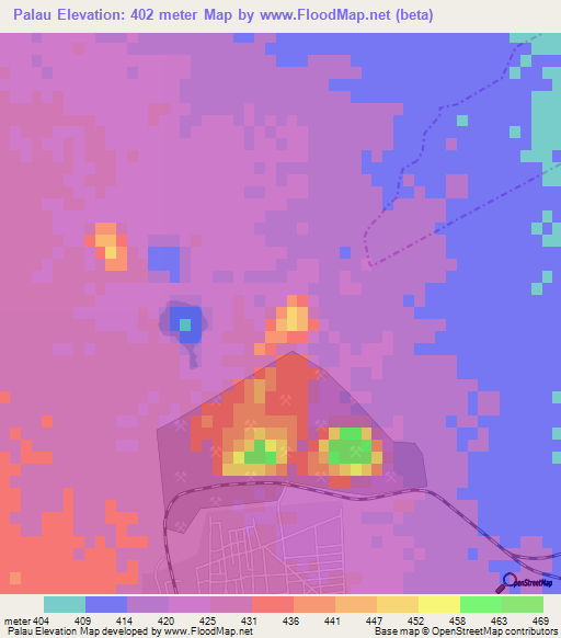 Palau,Mexico Elevation Map