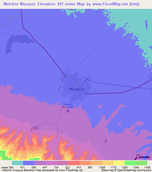 Melchor Muzquiz,Mexico Elevation Map